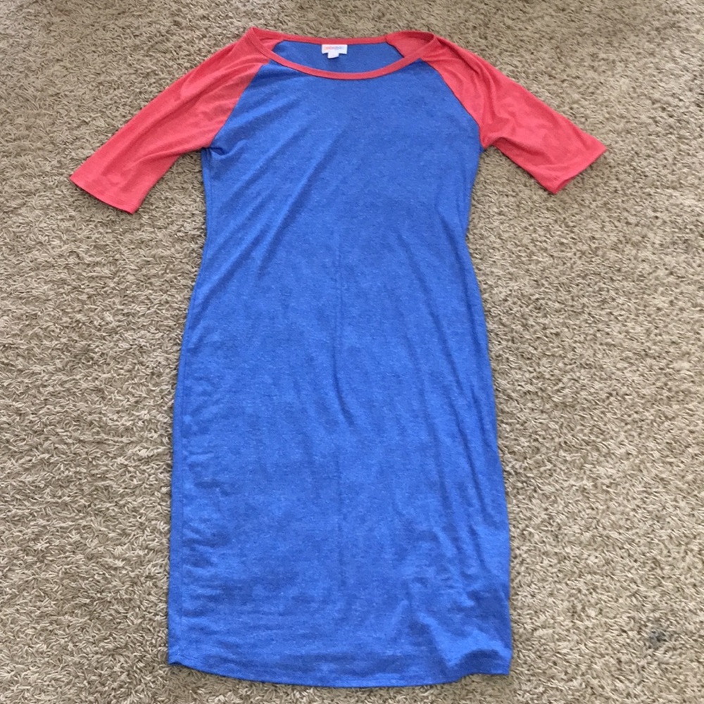 LULAROE Colorblock Blue & Orange JULIA Dress Small